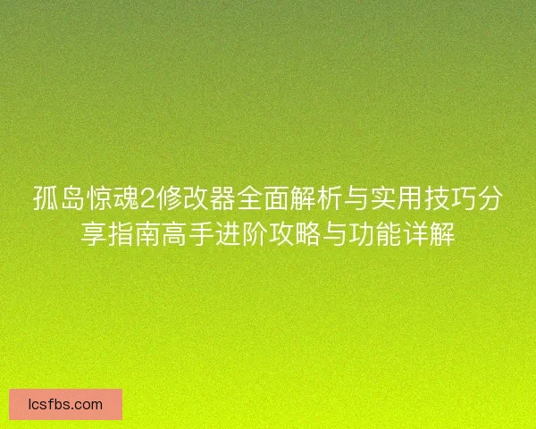 孤岛惊魂2修改器全面解析与实用技巧分享指南高手进阶攻略与功能详解