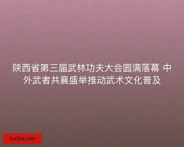 陕西省第三届武林功夫大会圆满落幕 中外武者共襄盛举推动武术文化普及