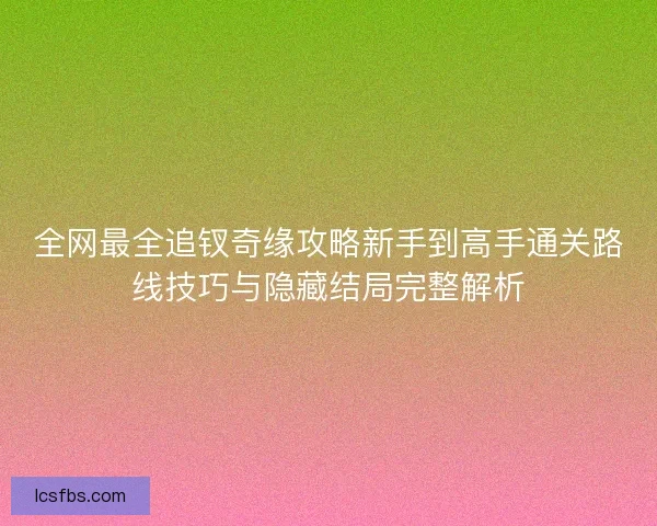 全网最全追钗奇缘攻略新手到高手通关路线技巧与隐藏结局完整解析