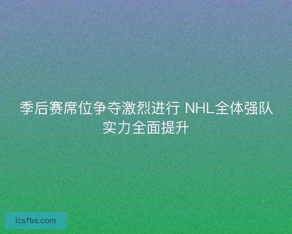 季后赛席位争夺激烈进行 NHL全体强队实力全面提升