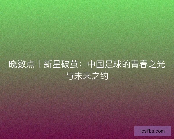 晓数点｜新星破茧：中国足球的青春之光与未来之约