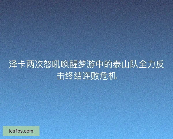 泽卡两次怒吼唤醒梦游中的泰山队全力反击终结连败危机